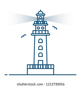 Line art style. Lighthouse vector. 