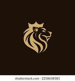 Line art style lion king head face illustration, logo, symbol, 