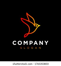line art Style modern bird logo design