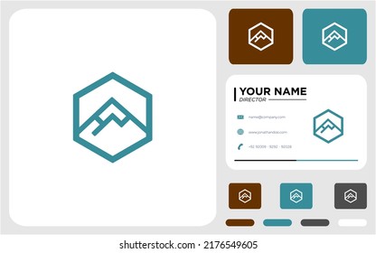 Line art style mountain logo design