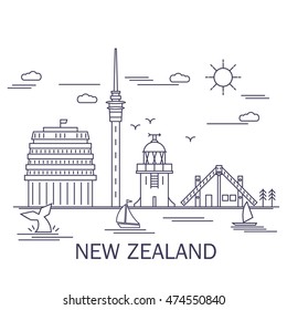 Line art style, New Zealand Landmarks