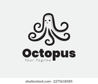 line art style octopus logo icon symbol design template illustration inspiration