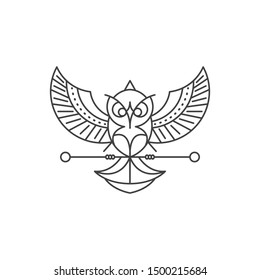 Line art style Owl logo Design. High Quality Vector Illustration