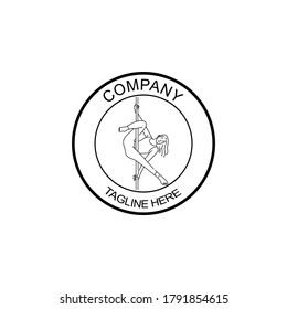 Line art style pole dance logo simple design