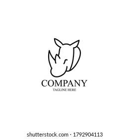 Line art style rhino logo simple design