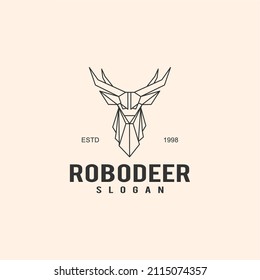 
Line art style robot deer head vector logo design