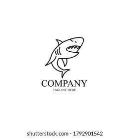 Line art style shark logo simple design