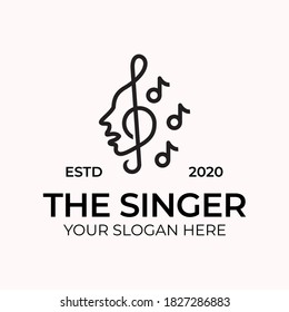 line art style the singer musician logo design