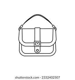 Line art style sling bag illustration, isolated on white background