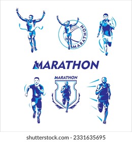 

diseño vectorial de estilo de arte de línea
 corredor de maratón