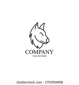 Line art style wolf logo simple design