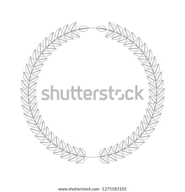Line art style wreath. Leafs in cirlce or\
round shape. Vector\
illustration.