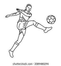 line art of stylish posing woman playing ball