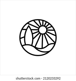 Line art summer beach logo vector for your company or business