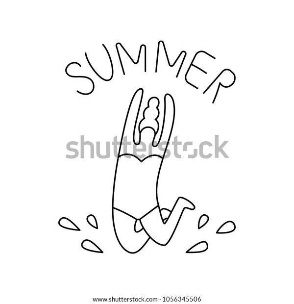 line art summer beach logo woman stock vector royalty free