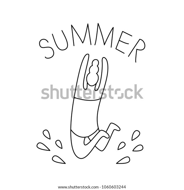 line art summer beach logo woman stock vector royalty free