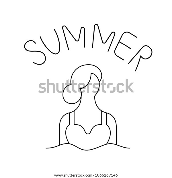 line art summer beach logo woman stock vector royalty free