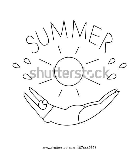 line art summer beach logo curvy stock vector royalty free