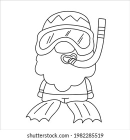 line art Summer Gnomes cute cartoon characters kawaii  Wear a swimming suit