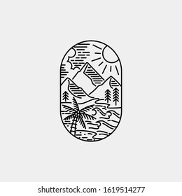 line art summer nature landscape logo illustration