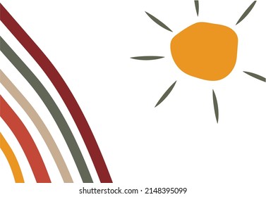 Line Art And Sun Bohemian Style Background