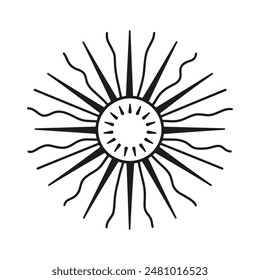 Line art sun design vector icon style