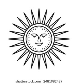 Line art sun design vector icon style