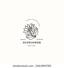 Line Art Sonnenblumenzweig Logo