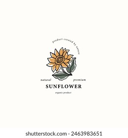 Line art sunflower branch logotype