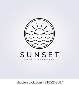 line art sunset or sunrise logo vector illustration design