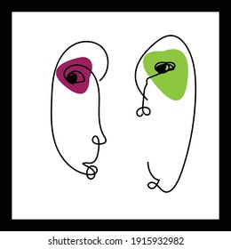Line art Surreal face abstract image design