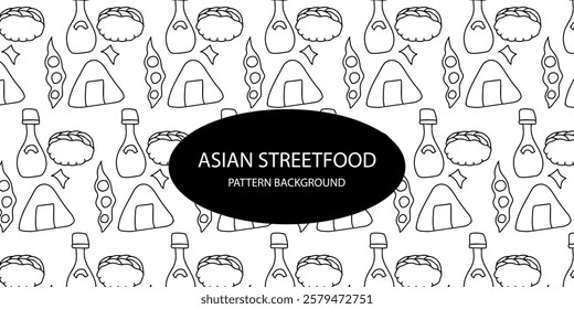 line art sushi japanese food pattern background