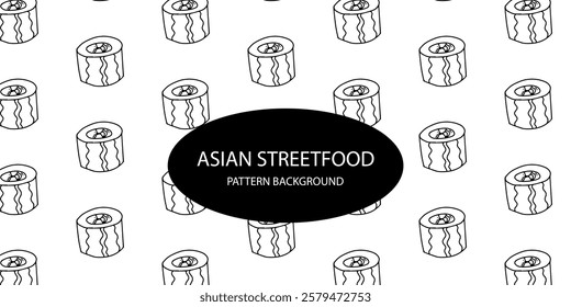 line art sushi japanese food pattern background