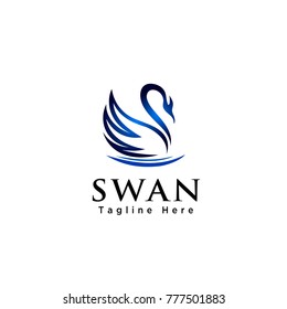 Line art swan logo on water 
