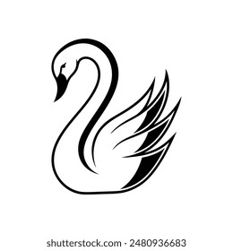 Ilustración vectorial de logotipo de marca de cisne de arte lineal