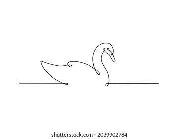 Line art swan. Minimal linear logo