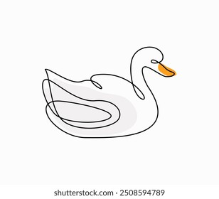 Line art swan. Minimal linear logo	
