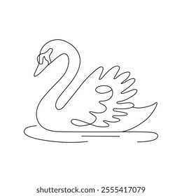 Line art of swan vector art illustration