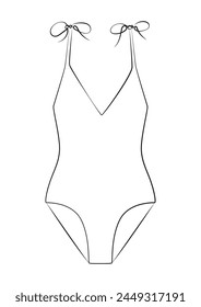 line art swimming suit vector illustration, simple minimalist swimwear graphic, summer and vacation logo isolated on white background