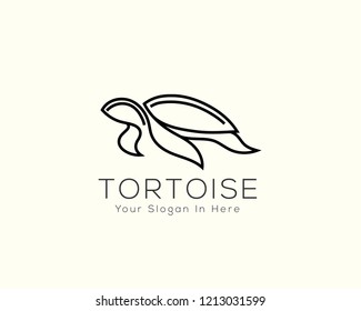 line art swimming turtle logo design inspiration