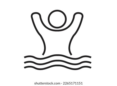 Line Art Swimming and water Symbol. Editable Clip Art