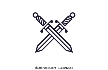 Line Art Sword Legal logo vector icon illustration