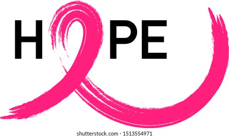 Line art symbol in breast shape. Brush style. Breast Cancer Awareness Month Campaign. Icon design for poster, banner, t-shirt. Illustration isolated on white background.