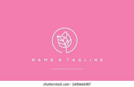 A line art symbol of a Leaf 