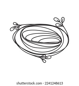 Line art symbol of a nest on white background