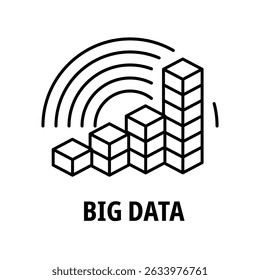 Line Art Symbol Representing Big Data Flow Through Structured, Layered Blocks