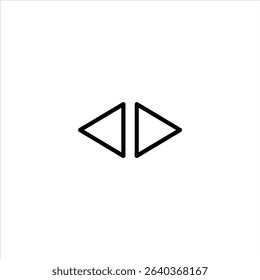 A line art symbol of two chevrons pointing left, representing rewind, reverse, going back, and reviewing the past. Isolated on a white background.