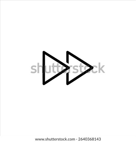 A line art symbol of two chevrons pointing right, representing fast forward, speed, progress, and skipping ahead. Isolated on a white background.