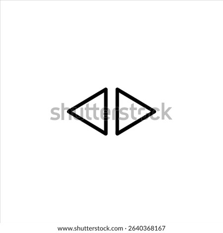 A line art symbol of two chevrons pointing left, representing rewind, reverse, going back, and reviewing the past. Isolated on a white background.
