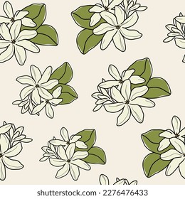 Arte de la línea fondo de flores de Tahitian gardenia